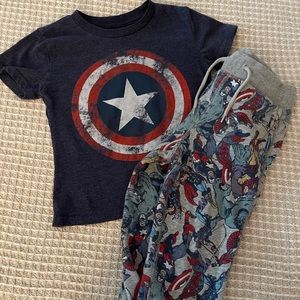 Marvel Boys 2T Captain America T-Shirt & Gap Superhero Jogger’s